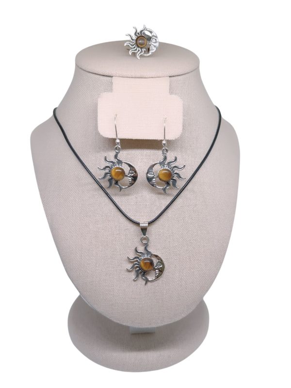 Sun & Moon 4 Piece Jewelry Set  Tiger's Eye Gem - Image 2