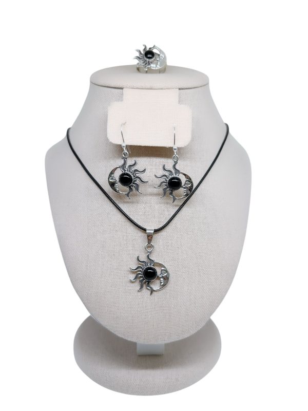 Sun & Moon 4 Piece Jewelry Set Black Obsidian - Image 2