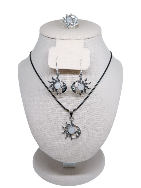 Sun & Moon 4 Piece Jewelry Set Rainbow Moonstone - Image 2