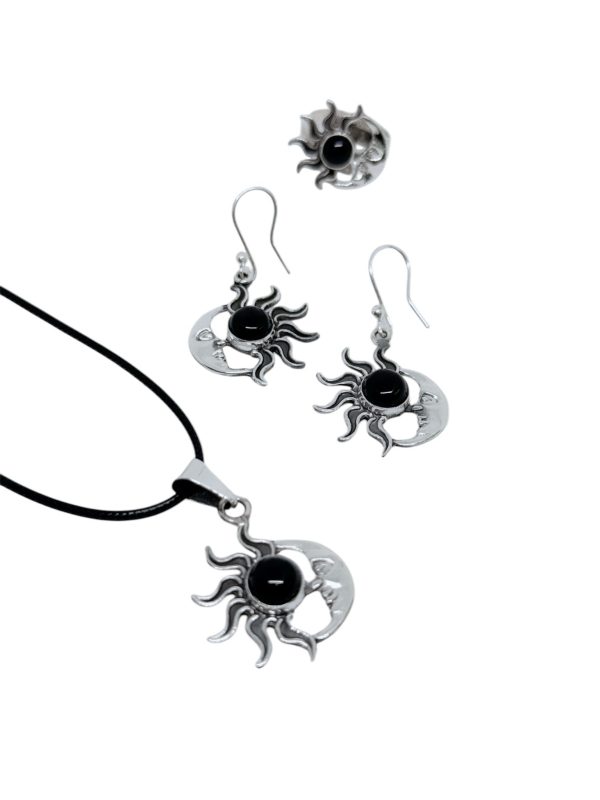 Sun & Moon 4 Piece Jewelry Set Black Obsidian